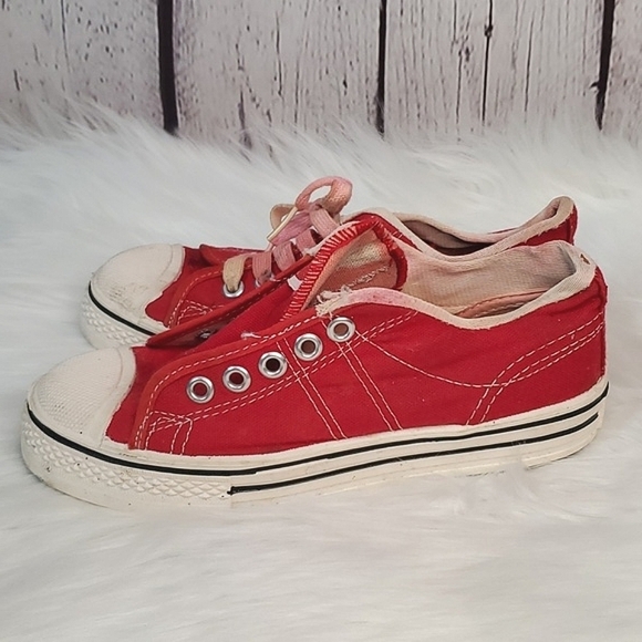 Vintage 1960s 1970s CONVERSE FASTBREAK Red Canvas Low Top Onestar Sneakers Sz 1 - Picture 10 of 17